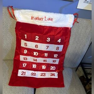 (1) Red Christmas Advent Calendar Gift Bag Siblings Brother Love Brand New